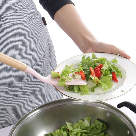 Silicone Turner Spatula Heat Resistant Non Stick for Baking and Mixing Pink - Picture 3 of 6